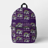 Emo Unicorn Muster Bedruckter Rucksack (Vorderseite)