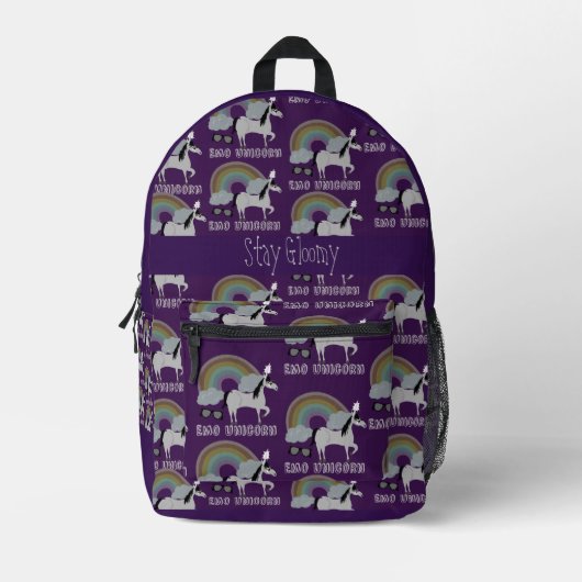 Emo Unicorn Muster Bedruckter Rucksack (Vorderseite)