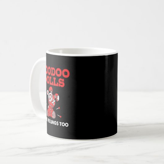 Emo Voodoo Dolls haben Gefühle zu Halloween Gothi Kaffeetasse (Vorderseite Links)