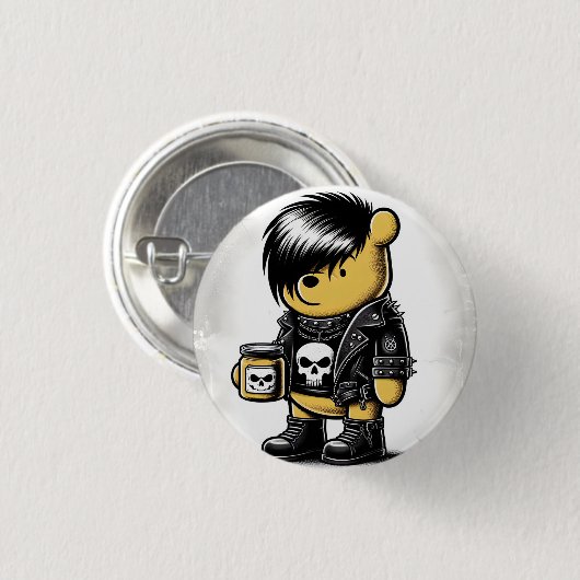 Emo Winnie the Pooh 1 Button (Vorne & Hinten)