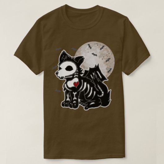 Emo Wolf Skeleton Full Moon Anime Goth Ästhetik H T-Shirt (Design vorne)