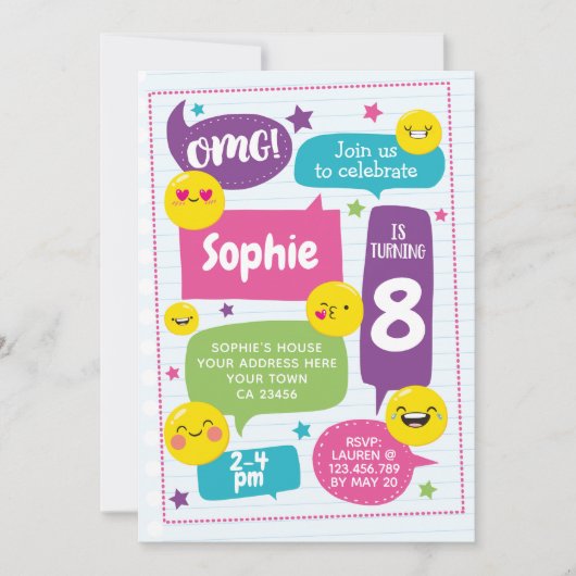 Emoij Geburtstags-Einladung Einladung (Vorderseite)