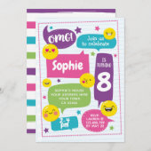 Emoij Geburtstags-Einladung Einladung (Vorne/Hinten)