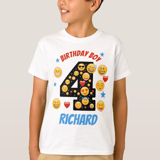 Emoji Birthday Boy Viertes Lächeln Gesicht T-Shirt (Vorderseite)