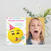 Emoji Birthday Foto Einladung (Stehend Vorderseite)