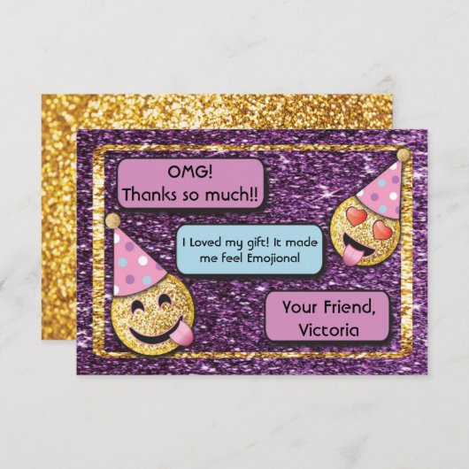 Emoji Birthday Handy simste vielen Dank Dankeskarte (Vorne/Hinten)