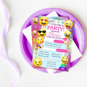 Emoji Birthday Party Einladungen, Girl Emoji Party Einladung