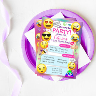 Emoji Birthday Party Einladungen, Girl Emoji Party Einladung