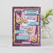 Emoji Birthday Party Handy-Einladung Einladung (Stehend Vorderseite)