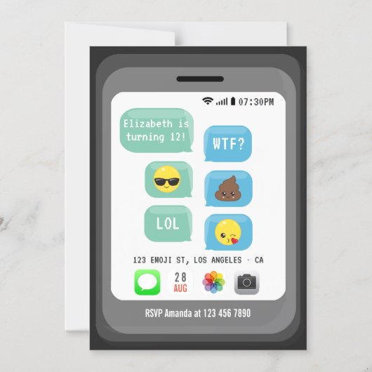 Emoji Birthday Party Magneteinladung (Vorderseite)