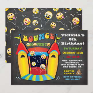 Emoji Chalkboard Bounce House Geburtstagsparty Einladung