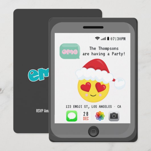 Emoji Christmas Party Einladung (Vorne/Hinten)