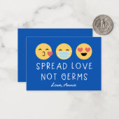 Emoji Classroom Valentine - Blau Mitteilungskarte (Vorderseite/Rückseite Beispiel)