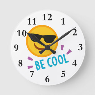 Emoji Cool Runde Wanduhr