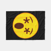 Emoji Crossed Out Eyes Yellow Smile Face Fleecedecke (Vorderseite (Horizontal))