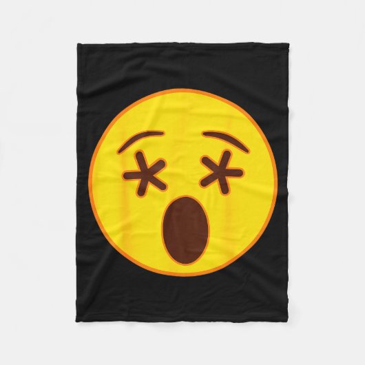 Emoji Crossed Out Eyes Yellow Smile Face Fleecedecke (Vorderseite)