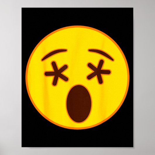 Emoji Crossed Out Eyes Yellow Smile Face Poster (Vorne)