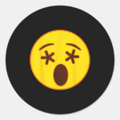 Emoji Crossed Out Eyes Yellow Smile Face  Runder Aufkleber (Vorderseite)