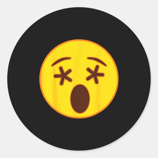 Emoji Crossed Out Eyes Yellow Smile Face Runder Aufkleber (Vorderseite)