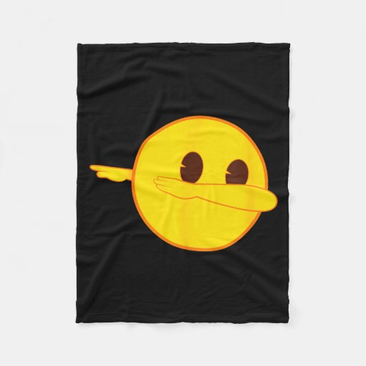 Emoji Dab Dabbing Yellow Smile Face Fleecedecke (Vorderseite)