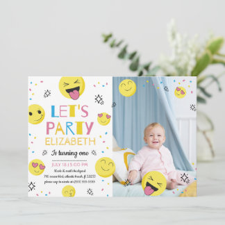 Emoji Einladungskarte für das erste Geburtstagspar Einladung