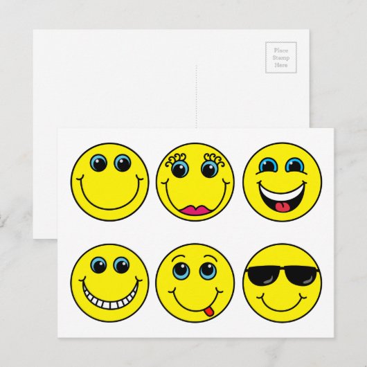 Emoji Face Characters Postkarte (Vorne/Hinten)