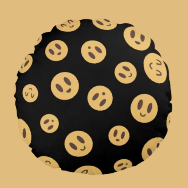 Emoji Faces Rundes Kissen (Von Creator hochgeladen)