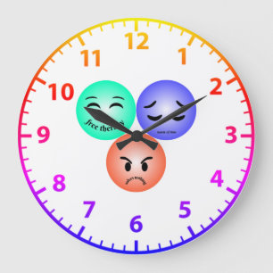 Emoji feelings with happy, sad and angry quotes große wanduhr