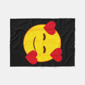 Emoji Floating Hearts Yellow Smile Face Fleecedecke (Vorderseite (Horizontal))