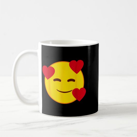 Emoji Floating Hearts Yellow Smile Face  Kaffeetasse (Links)
