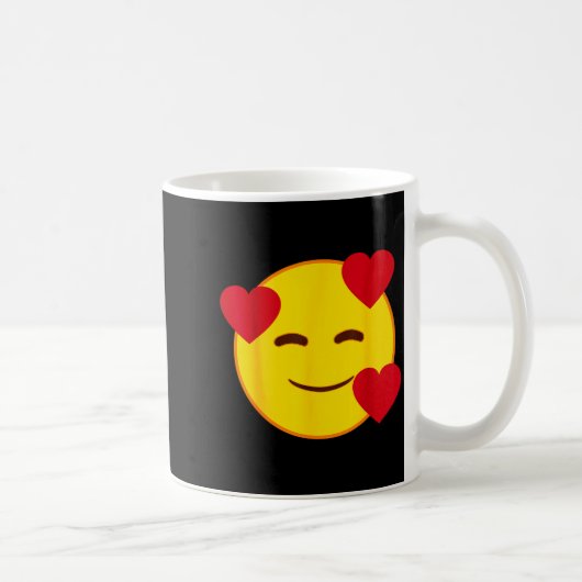 Emoji Floating Hearts Yellow Smile Face Kaffeetasse (Rechts)