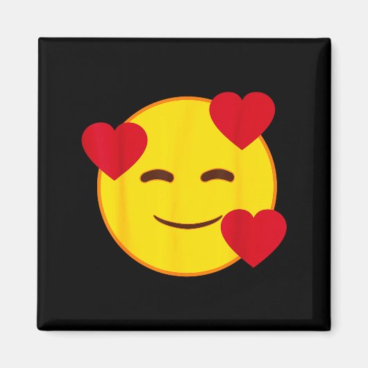 Emoji Floating Hearts Yellow Smile Face Magnet (Vorne)