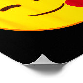 Emoji Floating Hearts Yellow Smile Face Poster (Ecke)