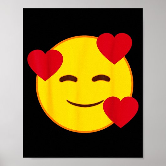 Emoji Floating Hearts Yellow Smile Face Poster (Vorne)