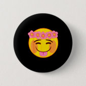 Emoji Flower Crown Tongue Yellow Smile Face Button (Vorderseite)