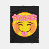 Emoji Flower Crown Tongue Yellow Smile Face Fleecedecke (Vorderseite)
