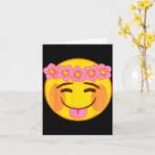 Emoji Flower Crown Tongue Yellow Smile Face Karte (Gelbe Blume)