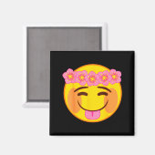 Emoji Flower Crown Tongue Yellow Smile Face Magnet (Vorderseite/Rückseite)