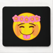 Emoji Flower Crown Tongue Yellow Smile Face  Mousepad (Vorne)