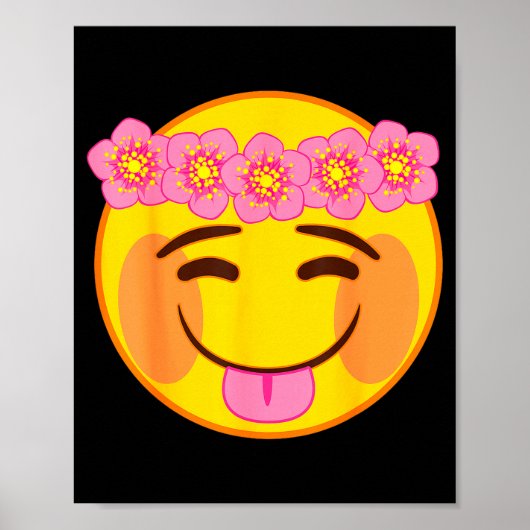 Emoji Flower Crown Tongue Yellow Smile Face  Poster (Vorne)