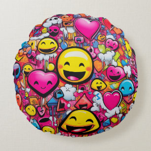 EMOJI FUN THROW PILLOW RUNDES KISSEN