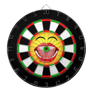 Emoji Funny Dartboard Green Red Black Yellow Dartscheibe