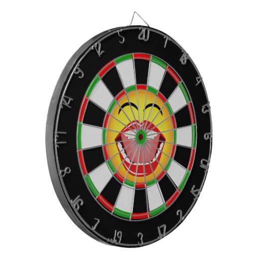 Emoji Funny Dartboard Green Red Black Yellow Dartscheibe (Vorderseite Links)