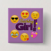 Emoji Geburtstags-Mädchen Button (Vorderseite)
