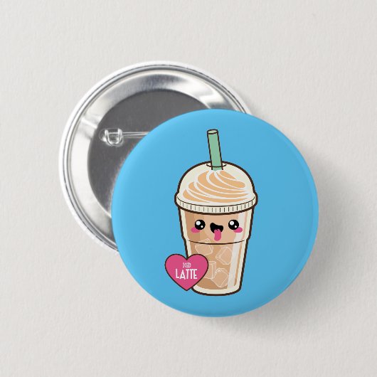 Emoji gefror Latte Button (Vorne & Hinten)