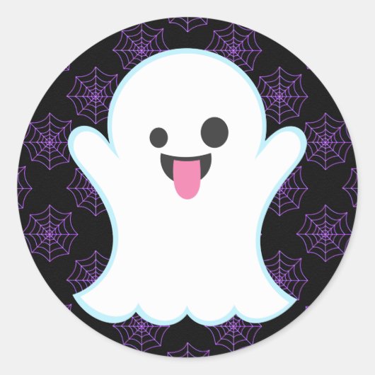 Emoji Ghost auf Spinnennetz Halloween Stickers (Vorderseite)