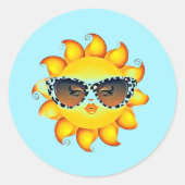 Emoji Girl-Sonnenbrille Rund Sky Blue Stickers (Vorderseite)