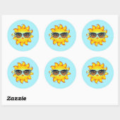 Emoji Girl-Sonnenbrille Rund Sky Blue Stickers (Blatt)