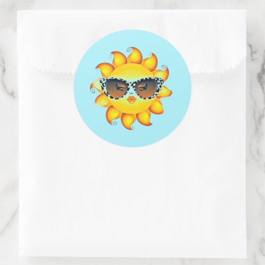 Emoji Girl-Sonnenbrille Rund Sky Blue Stickers (Tasche)
