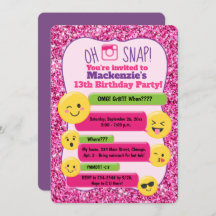 Emoji Girl's Teen Tween Birthday Pink Glitzer